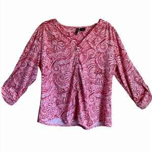 NEW DIRECTIONS WOMEN PINK V NECK BLOUSE TOP SIZE M